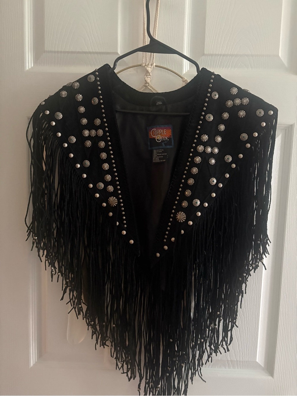 Apple Creek Black Suede Fringe Vest with Concho Studs